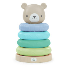 Ingenuity: ity by Ingenuity Cutie Stacks 4 BPA-Free Rings Faux Wood Stand Bear Topper Unisex for Ages 6 Months and Up - Nate