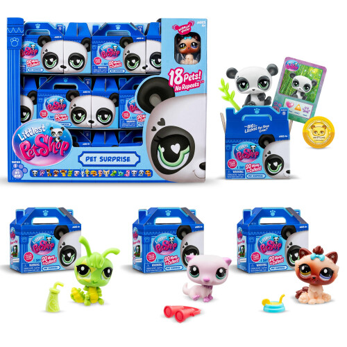 Littlest Pet Shop 18 Pets Collector Set Pet Surprise Display - Gen 7 Pets #1 - #18 Authentic LPS Bobble Head Figure Collectible Imagination Toy A