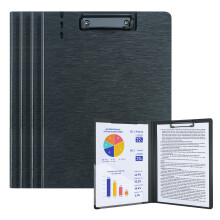 A4 klembordmap 5-pack opvouwbare klemborden met zakklembord voor kantoor, school, zakelijk klaslokaal (zwart)