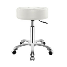 Ainilaily Rolstoel met Wielen, Dikke Kussen Zware Esthetician Hydraulische Kruk voor Werk Medisch Tattoo Salon Kantoor (Wit)