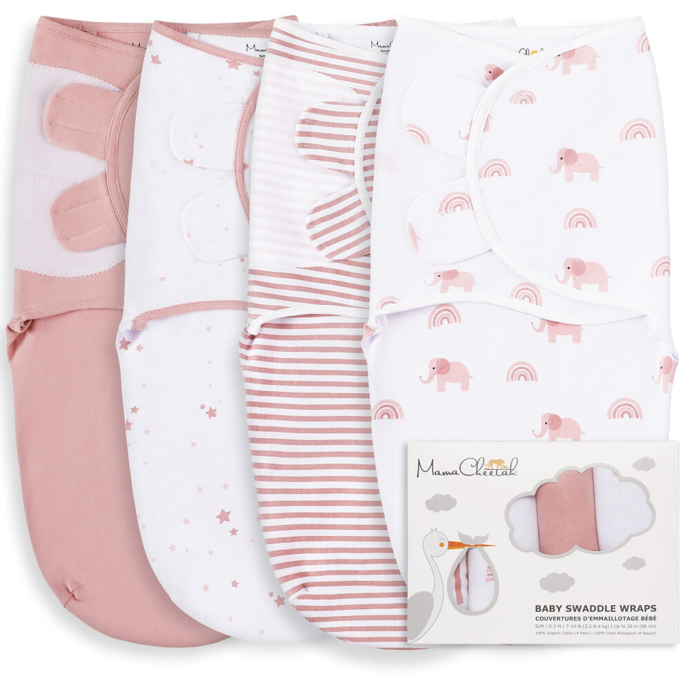 Baby Swaddle Sack Organic Cotton Swaddle Blanket Adjustable Swaddle Sleep Sacks Easy Swaddles For Boy Girl 0-3 Month Baby Essentials Mama Cheetah