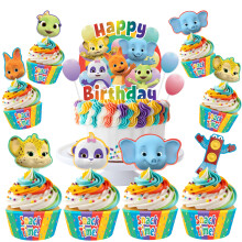 Treasures Gifted Officieel gelicentieerde Jim Hensons Word Party Cake Topper Set - (1) Word Party Cake Topper & (24) Word Party Cupcake Toppers & Wra