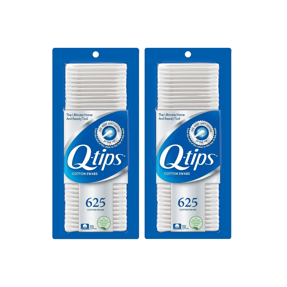 Q-Tips Cotton Swabs For Hygiene And Beauty Care Original Cotton Swab Made With 100% Cotton 625 Count (Pack Of 2)