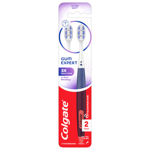 Colgate Colgate Gum Expert Spazzolino Ultra Soft, Extra Soft per Gengive Sensibili, 2 Pezzi