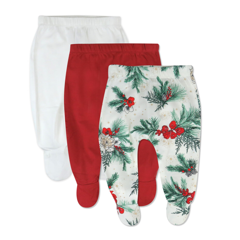 HonestBaby Lot de 3 pantalons     pieds amples     enfiler 100 % coton biologique pour b   b   s gar   ons et filles Motif floral    meraude Unisexe