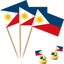 Filipijnse tandenstokervlag Filipijnse Filippijnse nationale kleine minicocktail Fruit Cupcakes Toppers Voedselstokvlaggen Decoraties 100 stuks