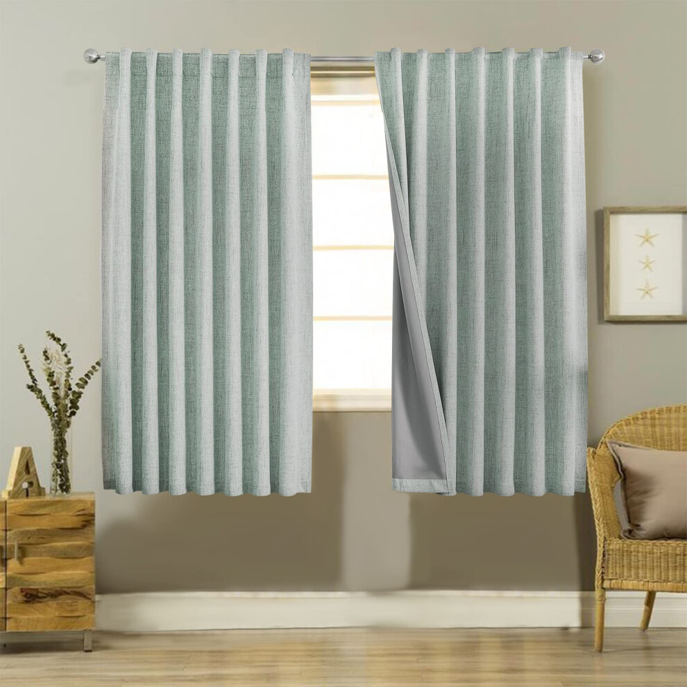 Joydeco Rideaux 100 % occultants 160 cm de long 2 panneaux Burg Natural Rideaux occultants en lin pour chambre     coucher Salon Rideau occultant I