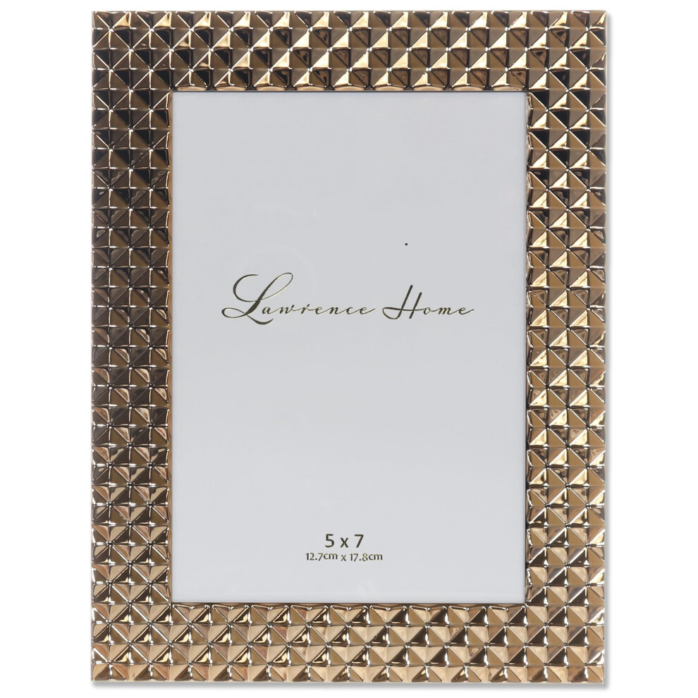 Lawrence Frames Cornice Per Foto In Metallo Lucido Con Motivo A Diamante, 5X7, Oro