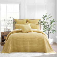 Levtex Home - Mills Waffle - Conjunto de Cobre-leito Twin - Algodão Ocre - Tamanho (84 x 104in.)