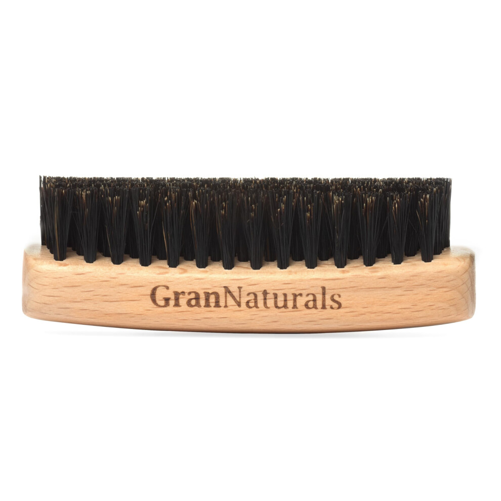 Grannaturals Boar Bristle Slick Back Hair Brush - Palm Size - Soft Medium Smoothing Hairbrush To Style Polish & Lay Hair Down Flat To Create A Sleek