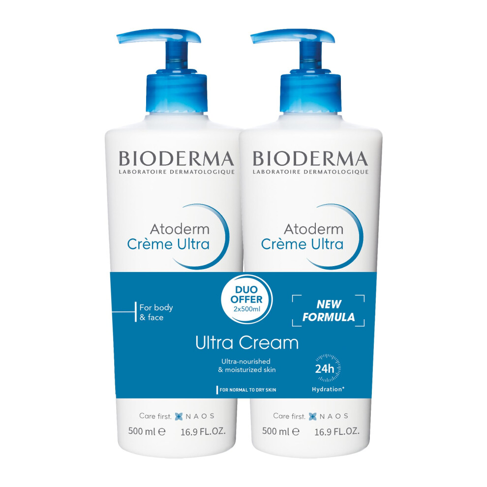 Bioderma Atoderm Ultra Nourishing Cream Duo  Fragrance Free  Strengthens Skin Barrier for Normal To Dry Sensitive Skin  A Value Pack That Provides Imm