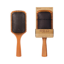 Red by Kiss Escova de Cabelo de Madeira Quadrada Evergreen, 100% Bétula, Cerdas Longas, Para Todos os Tipos de Cabelo
