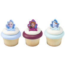 DecoPac Frozen II Ringen Cupcake Decoraties met Elsa Anna en Olaf voor verjaardags- en kerstvieringen - 24 stuks