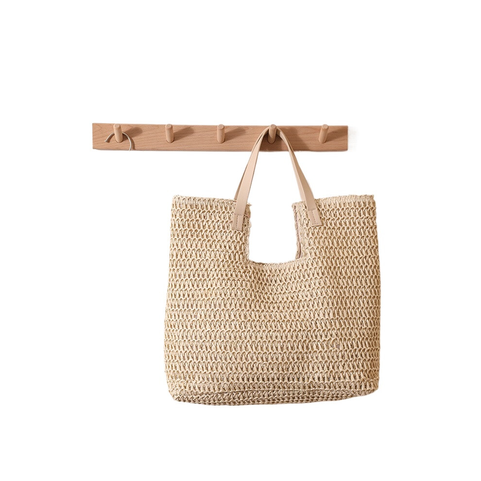 Unisex Blue (Rice) One-Shoulder Straw Woven Bag
