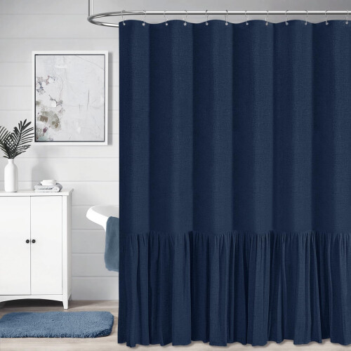 Tenda da doccia in lino impermeabile grigio chiaro