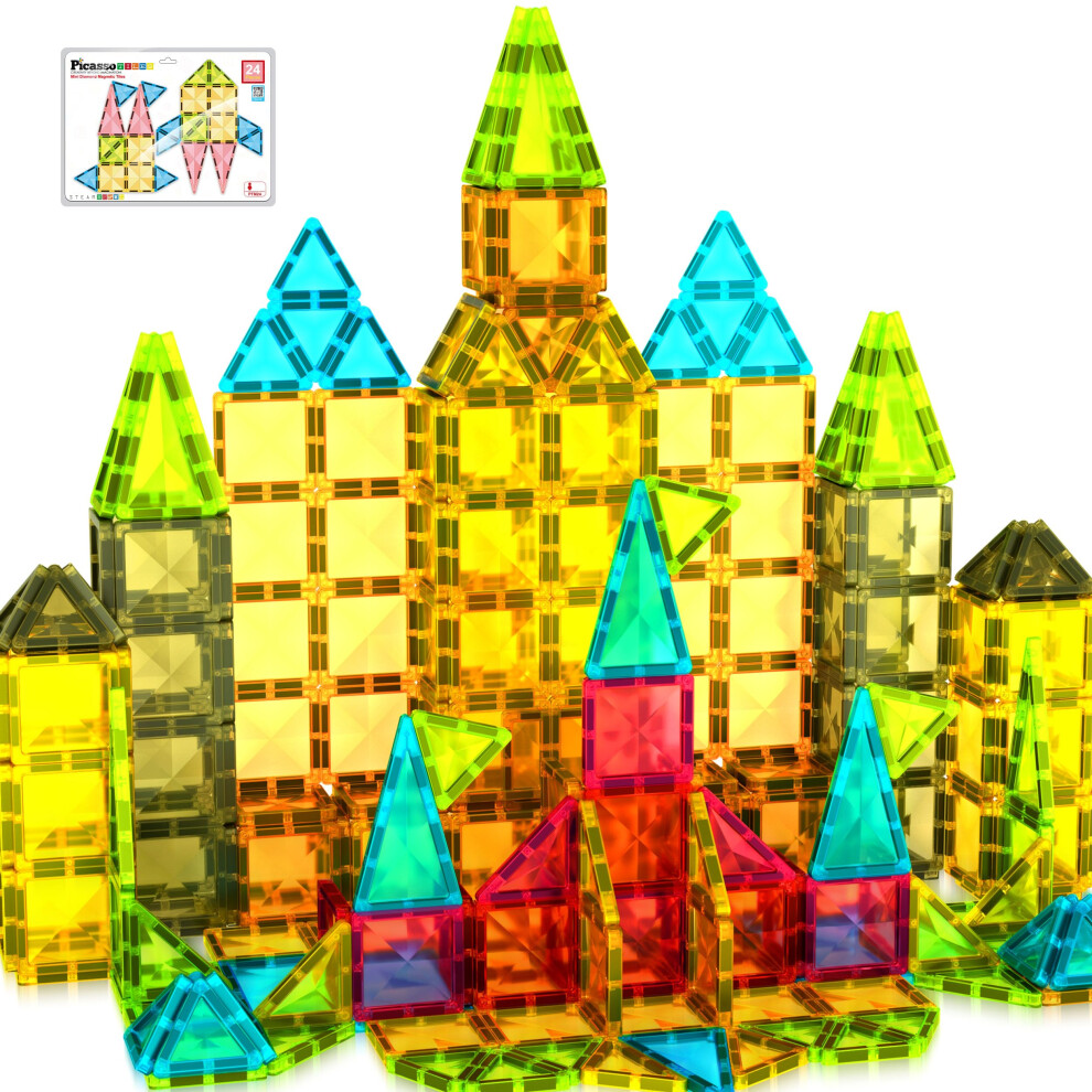 Photos - Construction Toy PicassoTiles Magnet Tile Building Blocks Mini Diamond Series Magnetized Toy Travel Size Compact Portable Magnetic Constructi