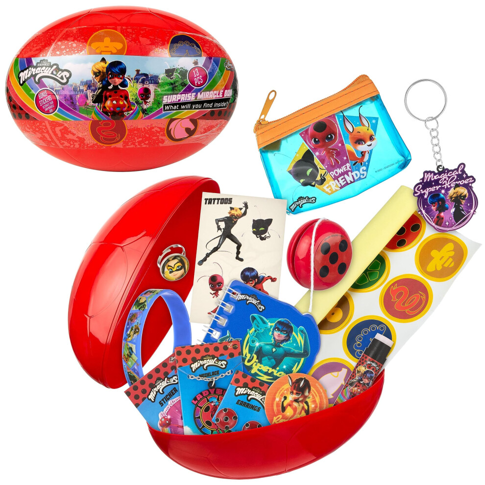 Miraculous 13pc Surprise Miracle Box -Zag Heroez Themed Ladybug And Cat Noir Toys Surprise with Stickers For Kids  Treasure Prizes  Birthday Favors