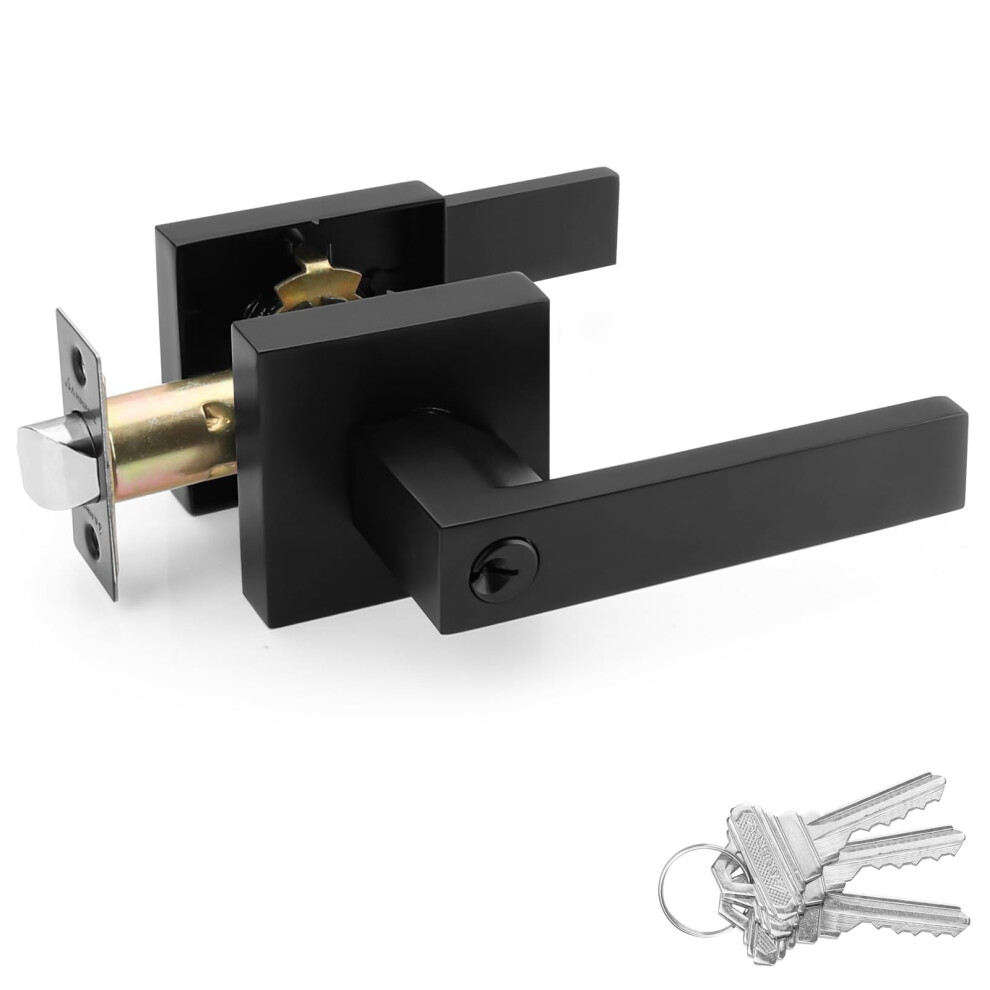 Annfuz Entry Door Handle With Lock And Keys Front Door Exterior Door Lever Not Alike Keys Reversible Lever For Right & Left Side For Front Entrance An 717023009896