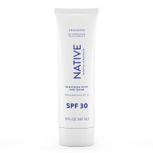 Native Sunscreen SPF 30  Zinc Oxide Dermatologist Tested Suitable for Sensitive Skin & Hawaii Compliant  5 Ounces | Unscented Sun Protection Lotion  L