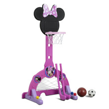 Delta Children Disney Minnie Mouse 4-i-1 Sportscenter-Justerbar Easy Score Basketball Hoop Soccer/Hockey Net and Golf Game 4 Golf/Hockey Balls Pi