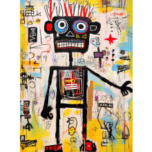 Cross & Glory - Neon Robot Rhapsody - 1000 brikkers puslespil til voksne | Abstrakt neo-ekspressionisme kunst | Lysende gule h?jdepunkter | Premi