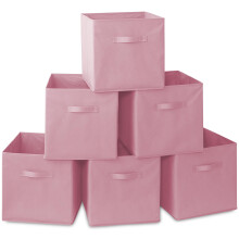 Casafield Set of 6 Collapsible Fabric Cube Storage Bins Light Pink - 13"""""""" Foldable Cloth Baskets for Shelves Cubby Organizers & More