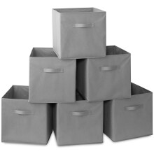 Casafield Set of 6 Collapsible Fabric Cube Storage Bins Gray - 13"""" Foldable Cloth Baskets for Shelves Cubby Organizers & More