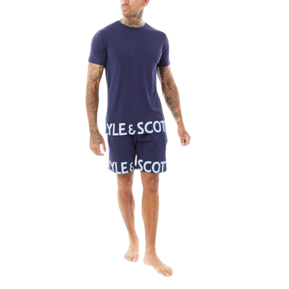 (Navy, M) Lyle & Scott Mens Lounge Set T-Shirt Shorts Loungewear-image-OPC-PGBTDS7-NEW