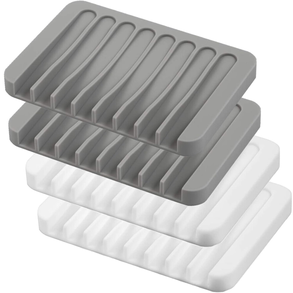 Self Draining Soap Dishes  4 Pcs Silicone Soap Saver  Waterfall Drainer Soap Holder for Bathroom  Extend Soap Life  Keep Soap Bars Dry Clean & Easy Cl-image-OPC-PFT2DR8-NEW