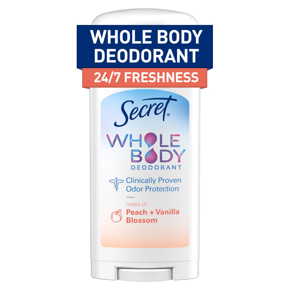 Secret Whole Body Deodorant Stick for Women  Peach & Vanilla Scent  Aluminum Free Deodorant Stick  72 HR Odor Protection  2.4 oz-image-OPC-PGBTDWP-NEW