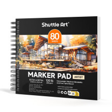 Shuttle Art Marker Pad, 8.3"x8.9" Draagbare Vierkante Schetsboek, 80 Vel Marker Tekenpapier