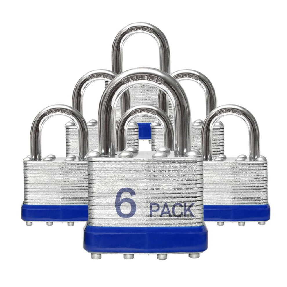 Lock Outdoor Padlocks Key Lock Padlocks With Same Key - Laminated Steel Keyed Padlocks With Normal Shackle 6 Pack For Hasp Latch Sheds Fenc 768510474406