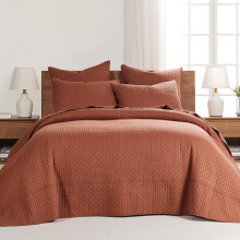 Levtex Home - Set cuvertura de pat Adobe cu punct n cruce - Cuvertura de pat complet matlasata ?i doua cuverturi standard - Model cu punct n cr