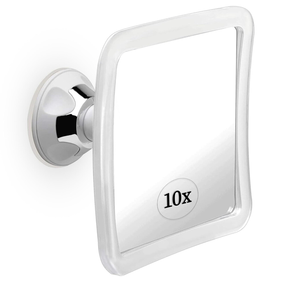Mirrorvana 10X Magnifying Makeup Mirror - Suction Cup Cosmetic Make Up Mirror For Vanity Bathroom And Travel - 6.3 X 6.3 Inch (Square)