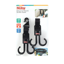 Nuby 2-in-1 Deluxe Ajust vel carrinho de beb e ganchos de assento de carro para sacos suspensos brinquedos- pendurar ou remover itens de ganchos