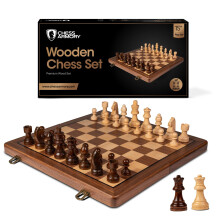 Chess Armory Premium Schackset - Träbräde med Bärbar Trälåda och Förvaring för Pjäser