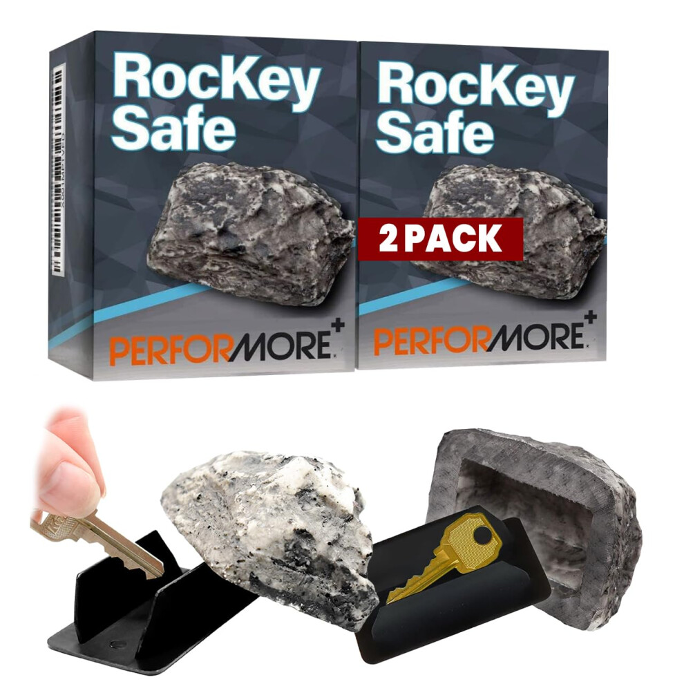 Performore 2-Pack Hide-A-Key Nep-Rots Sleutelhanger Echt Uitziende Stenen Rots In Het Zicht Grijze Camouflage Geocaching Populaire Praktische Pre-image