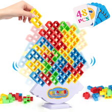 LIMYIOM 48 stuks Tetra Tower Game Familiebord voor 2 spelers Familiespellen Bouwstenen Stapelen Balansspellen Speelgoed voor kinderen Volwassenen Vri