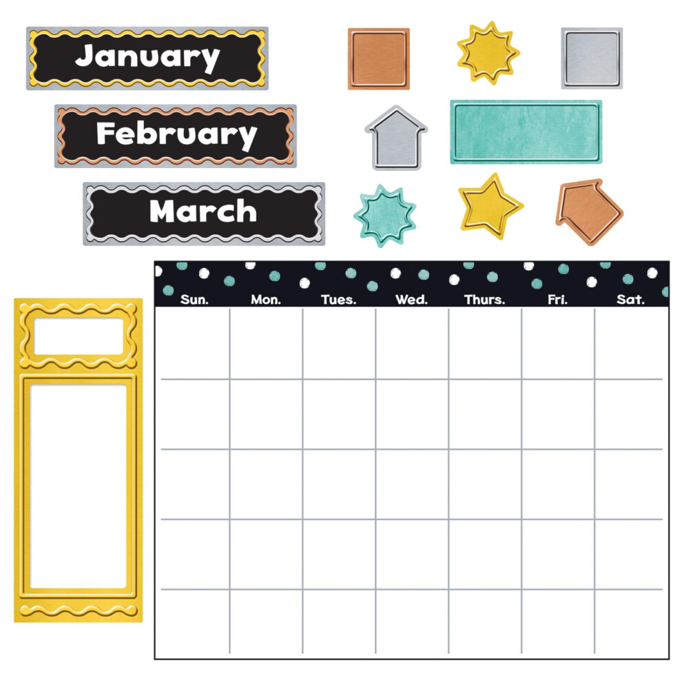 Trend I Heart Metal 30-Piece Wipe-Off Calendar Bulletin Board Set  Multicolor