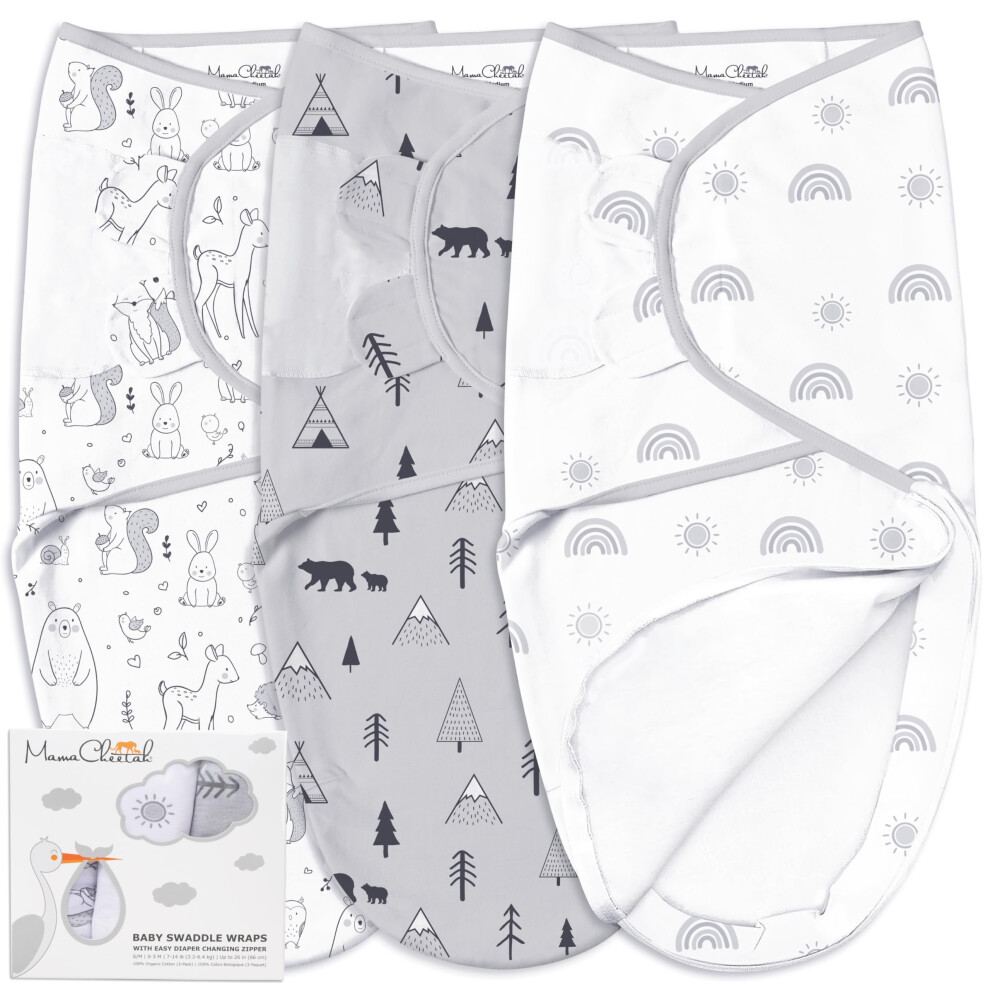 Baby Swaddle Blanket With Zipper Newborn Swaddle Sack Baby Swaddles Sleep Sack 0-3 Months Baby Swaddle Wrap With Easy Change Zipper Fo Mama Cheetah