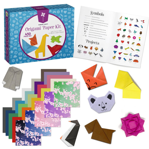 Σετ Χαρτιού Origami - 50 Έργα, 450 Φύλλα Χρωματιστού και Σχεδιασμένου Χαρτιού