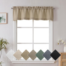 Chyhomenyc Kameel Valance voor Ramen, Faux Linnen Slub Textuur Semi Doorschijnend Keuken Valance Gordijn