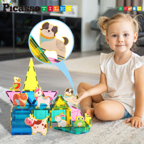 PicassoTiles 8 Τεμάχια Μαγνητικές Φιγούρες Ζώων Φάρμας 1