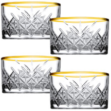 (4) Glass Gold Rim Dessert Serving Bowl Snack Dishes