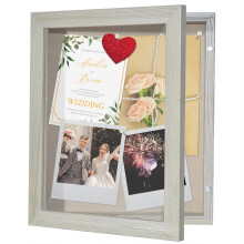 Americanflat Front Opening 8x10 Shadow Box Frame with Door in Grey Wood - Shadow Box Display Case with Shatter Resistant Glass and Hanging Hardware fo
