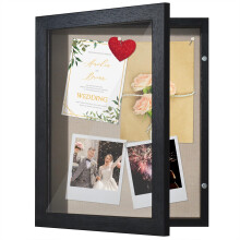 Americanflat Front Opening 8.5x11 Shadow Box Frame with Door in Black Engineered Wood - Shadow Box Display Case with Shatter Resistant Glass and Hangi