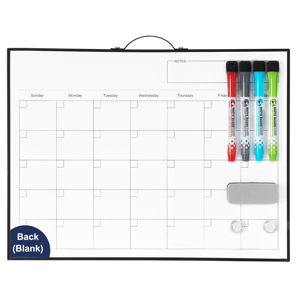 TSJ OFFICE White Board Calendar - 12 X 16 Inches Magnetic Dry Erase Board Monthly Calendar  Double Sided Whiteboard with a Handle  to Do List Notepad