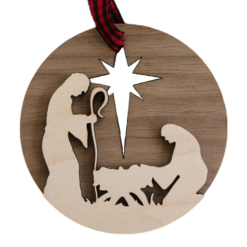 Woodlander Workshop Nativity Ornaments - Christian Christmas Decor and Religious Ornaments - Miniature Nativity Scene - Christmas Ornaments for Tree -