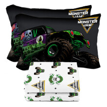 Sunny Side Up Monster Jam Grave Digger komplet lagners?t - 4 dele b?rnesenges?t inkluderer pudebetr?k - Superbl?de mikrofiberlagner
