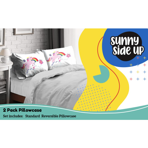 Sunny Side Up Ροζ Unicorns 2 Πακέτο Αναστρέψιμες Μαξιλαροθήκες 1